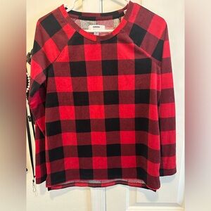 Ladies red and black plaid pajama shirt by Sonoma size XSMALL